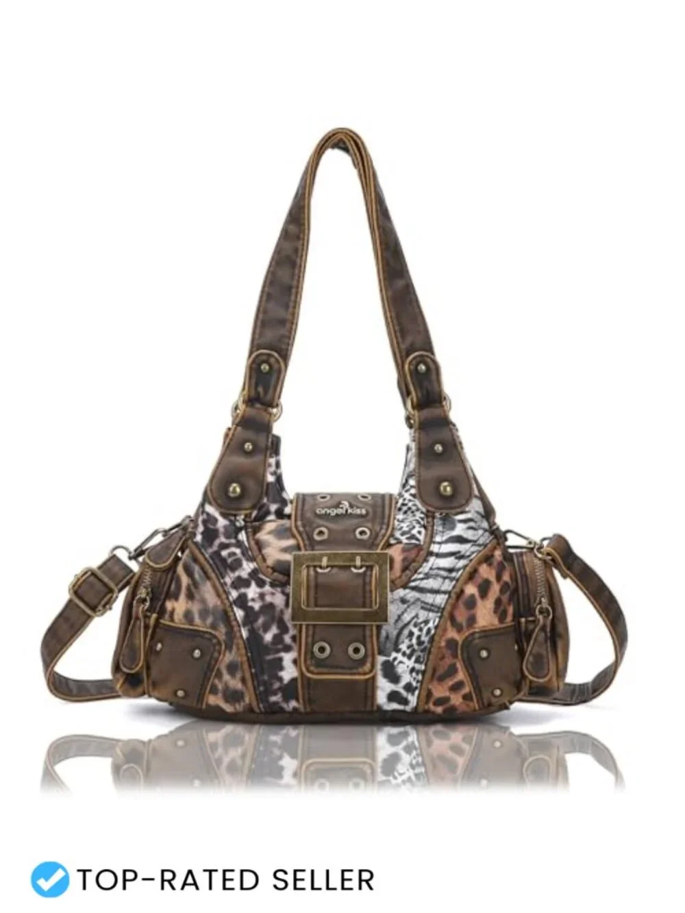 Vegan Leather Hobo Shoulder Bag Multi-Pocket Crossbody Purse